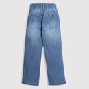 Girls Light Blue Printed Street Style Jeans