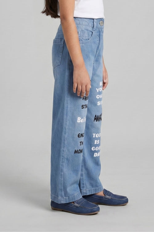 Light Blue Printed Street Style Jeans P1534