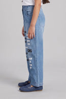 Light Blue Printed Street Style Jeans P1534