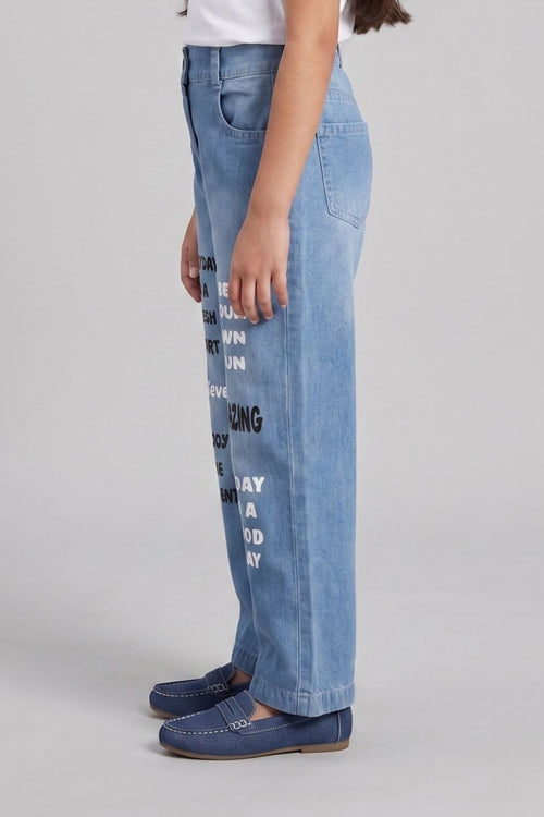 Light Blue Printed Street Style Jeans P1534