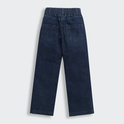 Navy Blue Cute Patchwork Jeans P1535