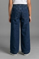 Navy Blue Cute Patchwork Jeans P1535