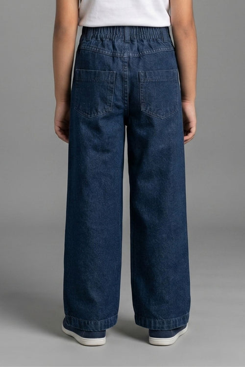 Navy Blue Cute Patchwork Jeans P1535