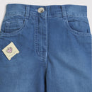 Girls Blue Wide Leg Printed Denim Jeans