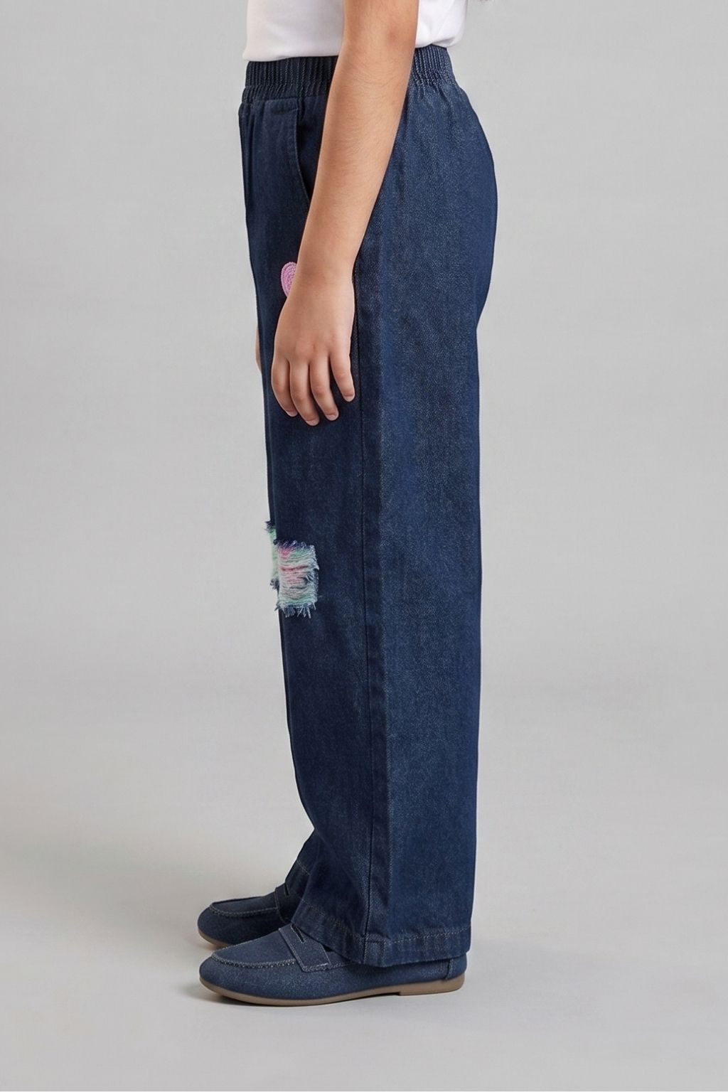 Dark Blue Relaxed Fit Ripped Jeans P1539