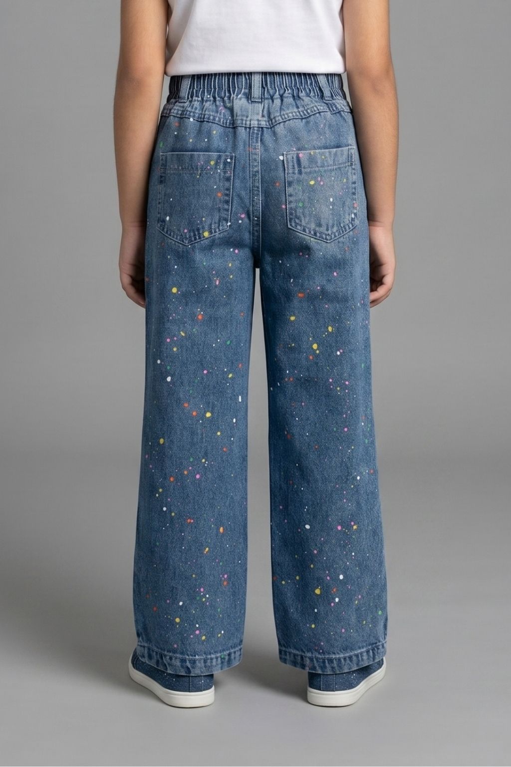 Light Blue Paint-Splatter Denim Jeans P1545
