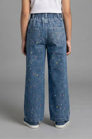 Light Blue Paint-Splatter Denim Jeans P1545