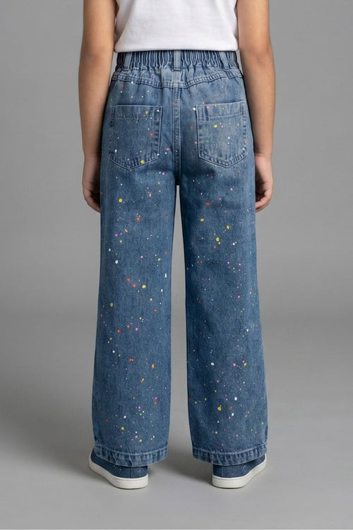 Light Blue Paint-Splatter Denim Jeans P1545