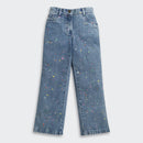 Light Blue Paint Splash Straight Leg Denim Jeans P1545