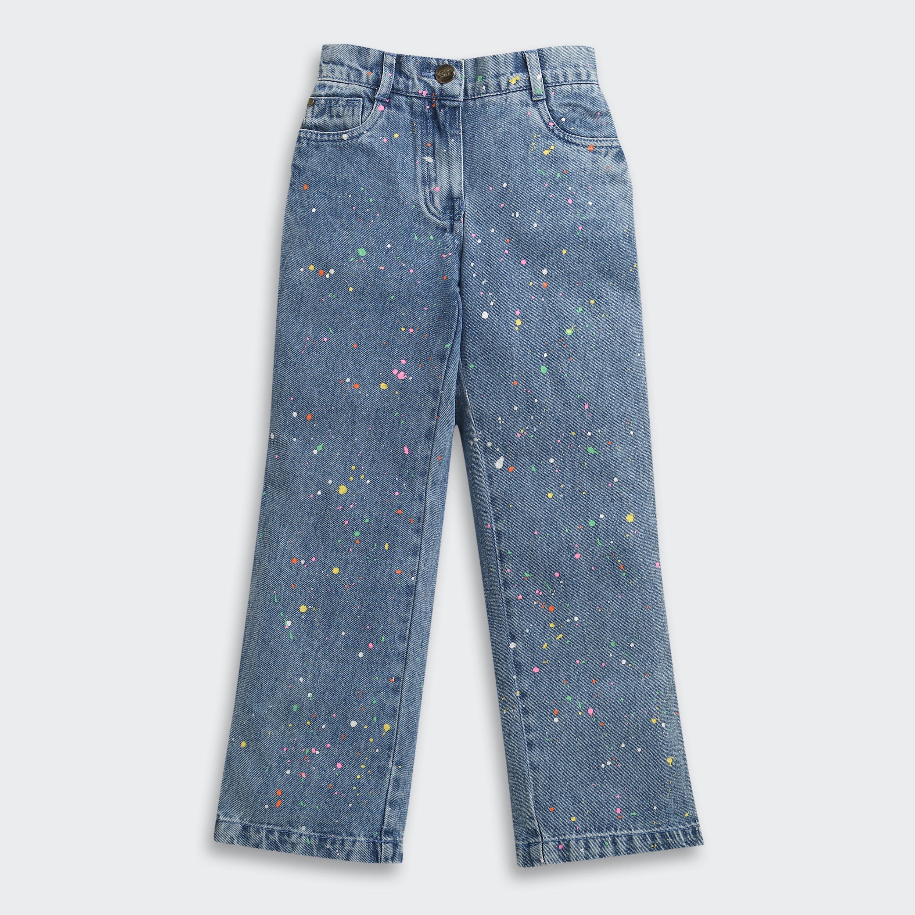 Light Blue Paint-Splatter Denim Jeans P1545
