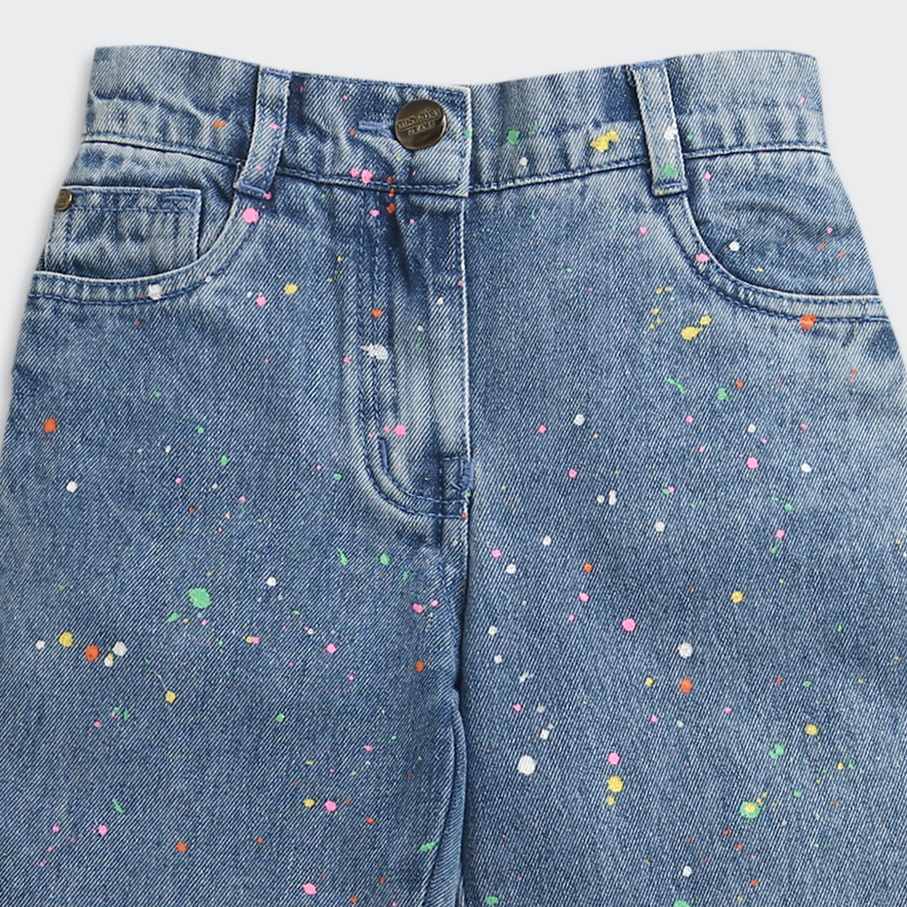 Light Blue Paint Splash Straight Leg Denim Jeans P1545