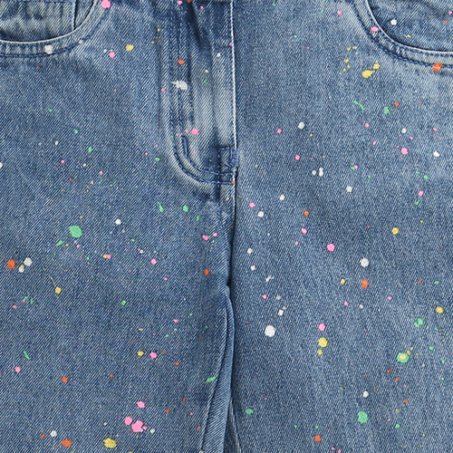 Light Blue Paint Splash Straight Leg Denim Jeans P1545