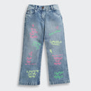 Light Blue Happy Vibes Statement Denim Pant P1551