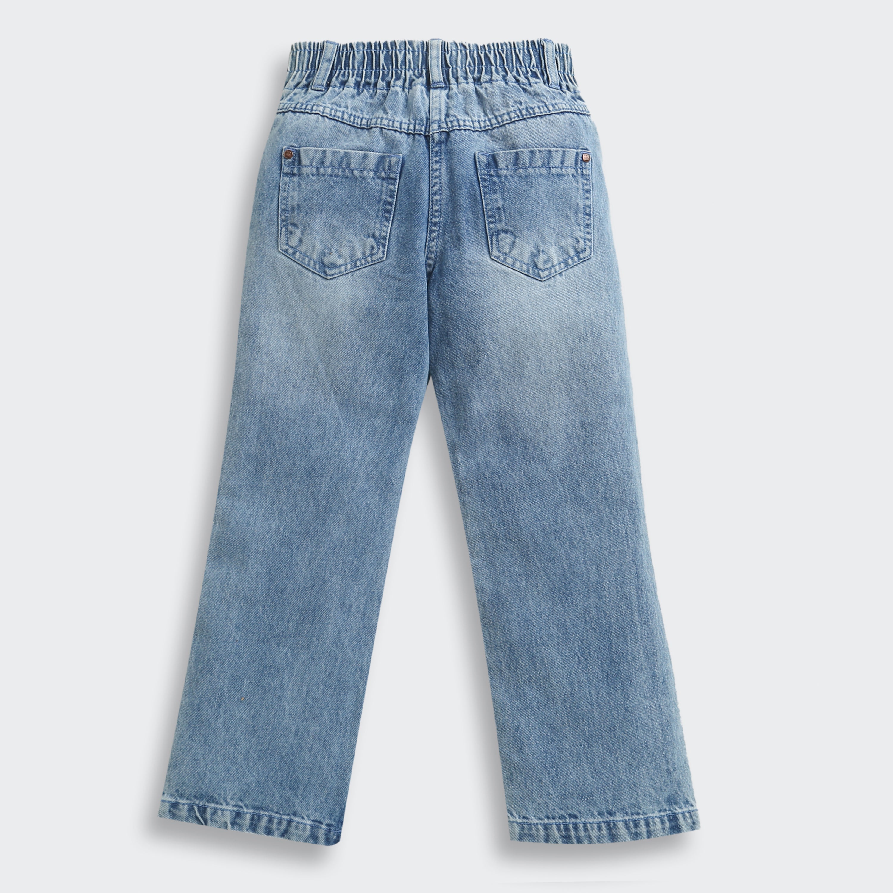 Light Blue Happy Vibes Statement Denim Pant P1551