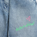 Light Blue Happy Vibes Statement Denim Pant P1551