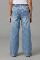 Light Blue Happy Vibes Statement Denim Pant P1551