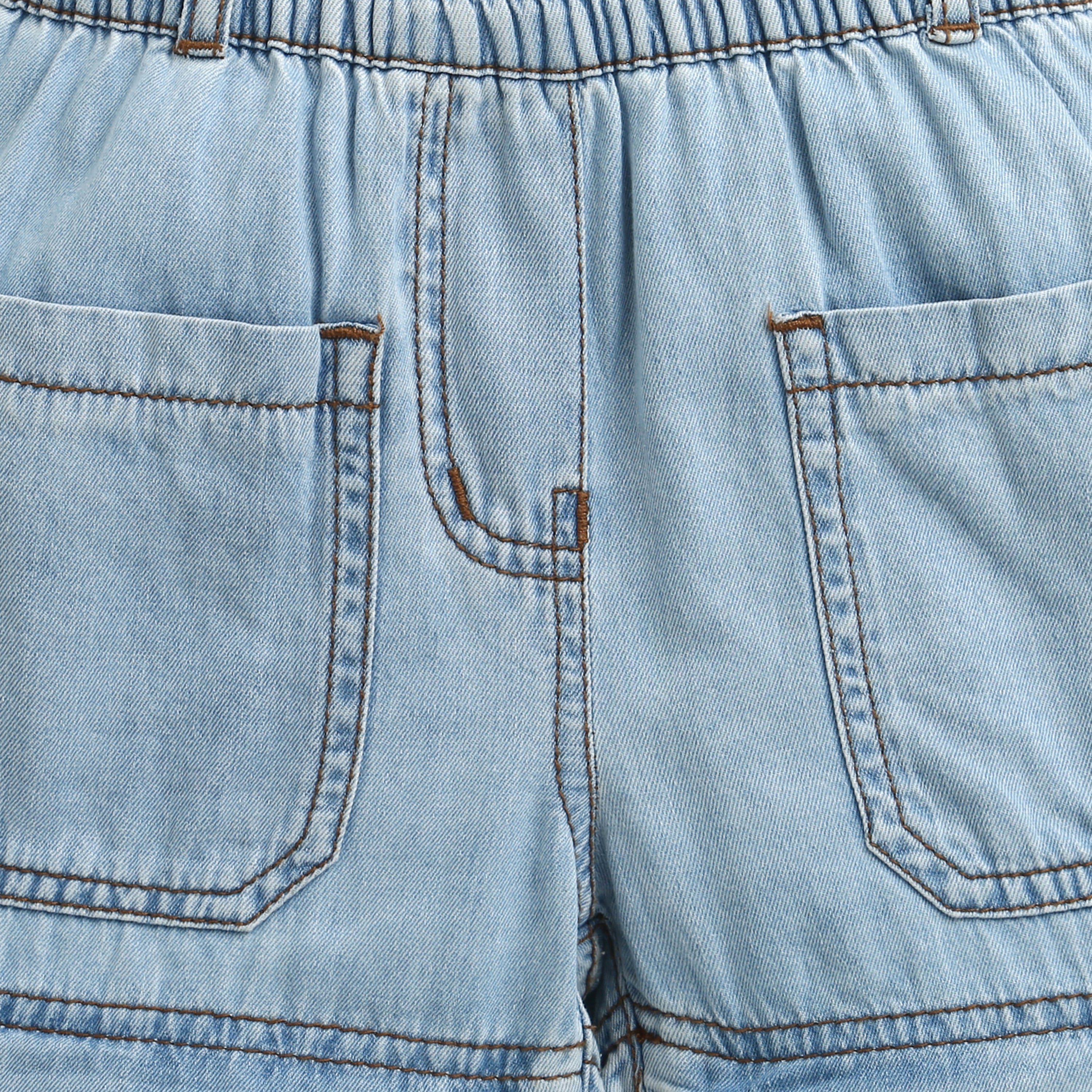 Light Blue Cargo Style Wide Leg Denim Jeans P1556
