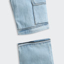 Light Blue Cargo Style Wide Leg Denim Jeans P1556