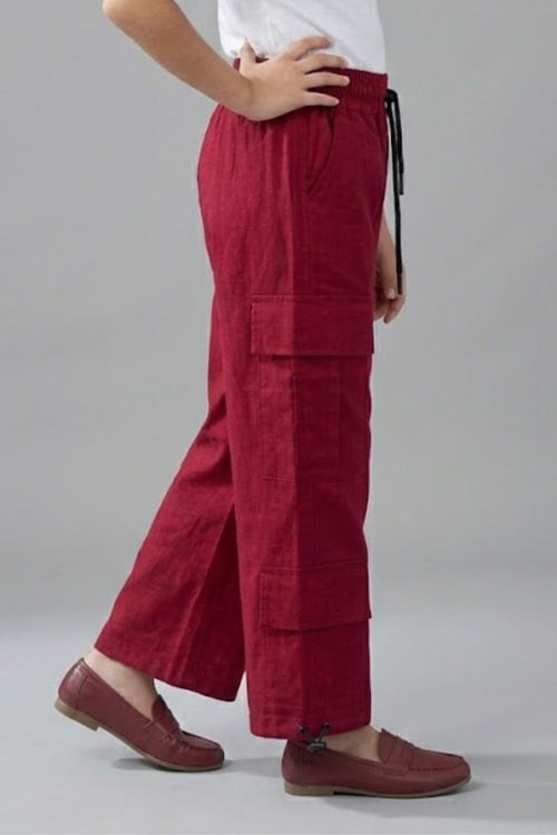 Maroon Wide-Leg Cargo Pants P1562