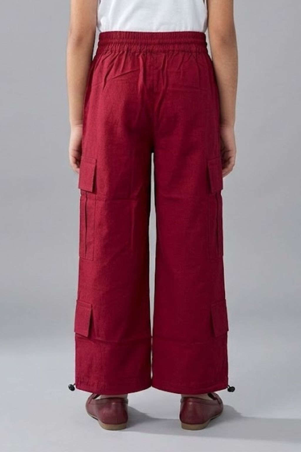 Maroon Wide-Leg Cargo Pants P1562