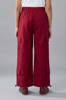 Maroon Wide-Leg Cargo Pants P1562