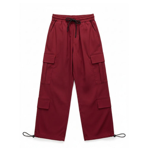Maroon Wide-Leg Cargo Pants P1562
