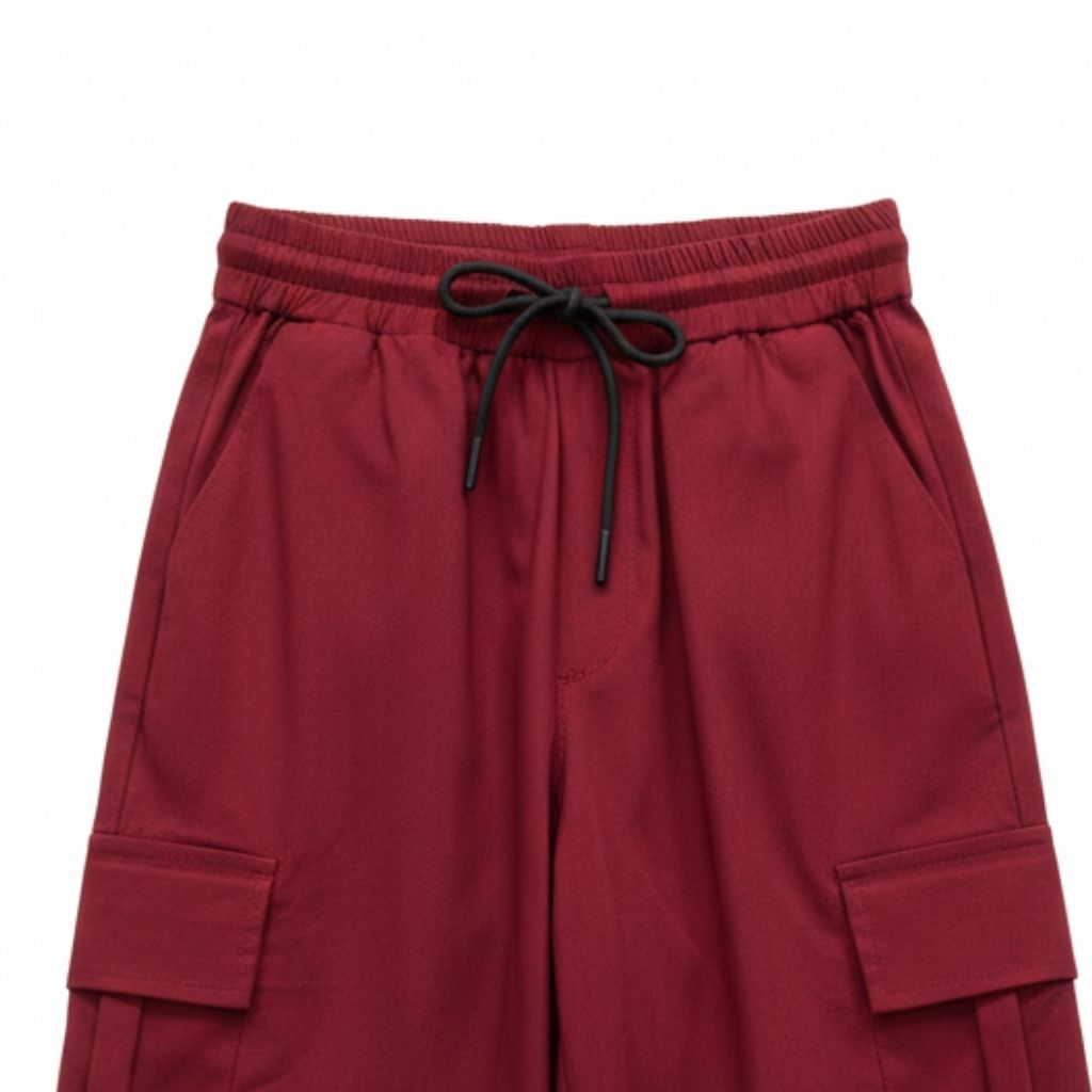 Maroon Wide-Leg Cargo Pants P1562