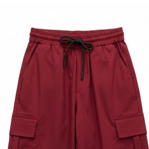 Maroon Wide-Leg Cargo Pants P1562
