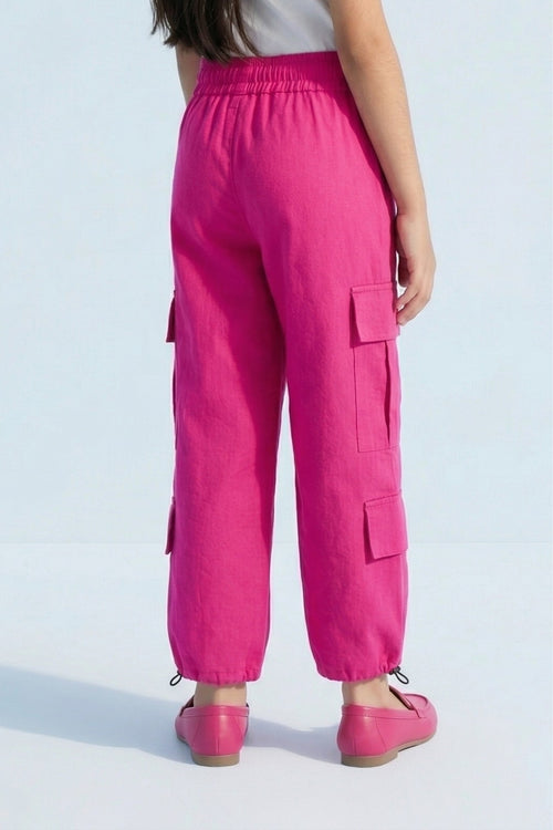 Soild Cargo Wide-Leg Pant with Patch Pocket P1567