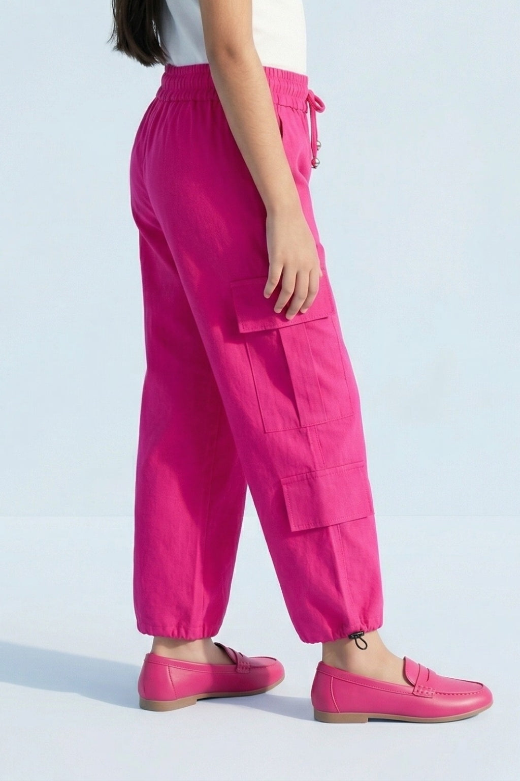 Soild Cargo Wide-Leg Pant with Patch Pocket P1567