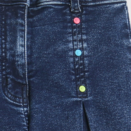Dark Blue Buttoned Wide Leg Jeans P1578