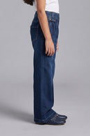 Dark Blue Studded Waist Wide Leg Denim Jeans P1591