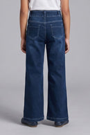 Dark Blue Studded Waist Wide Leg Denim Jeans P1591