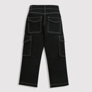 Black Cargo Pants with Contrast Stitching P1596