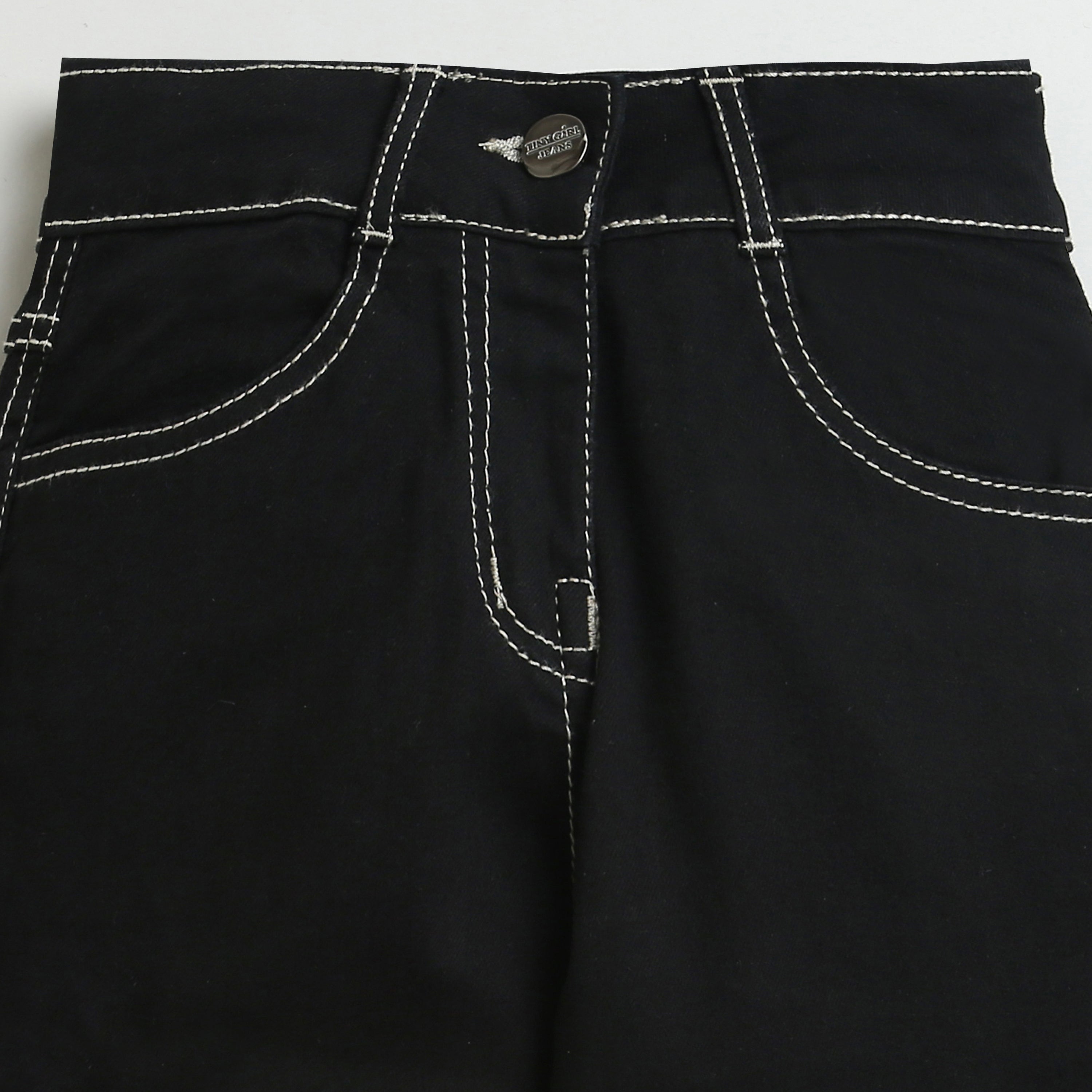 Black Cargo Pants with Contrast Stitching P1596