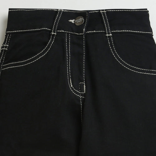 Black Cargo Pants with Contrast Stitching P1596