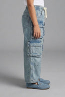 Girls Patch Pocket Denim Cargo Jeans P1599