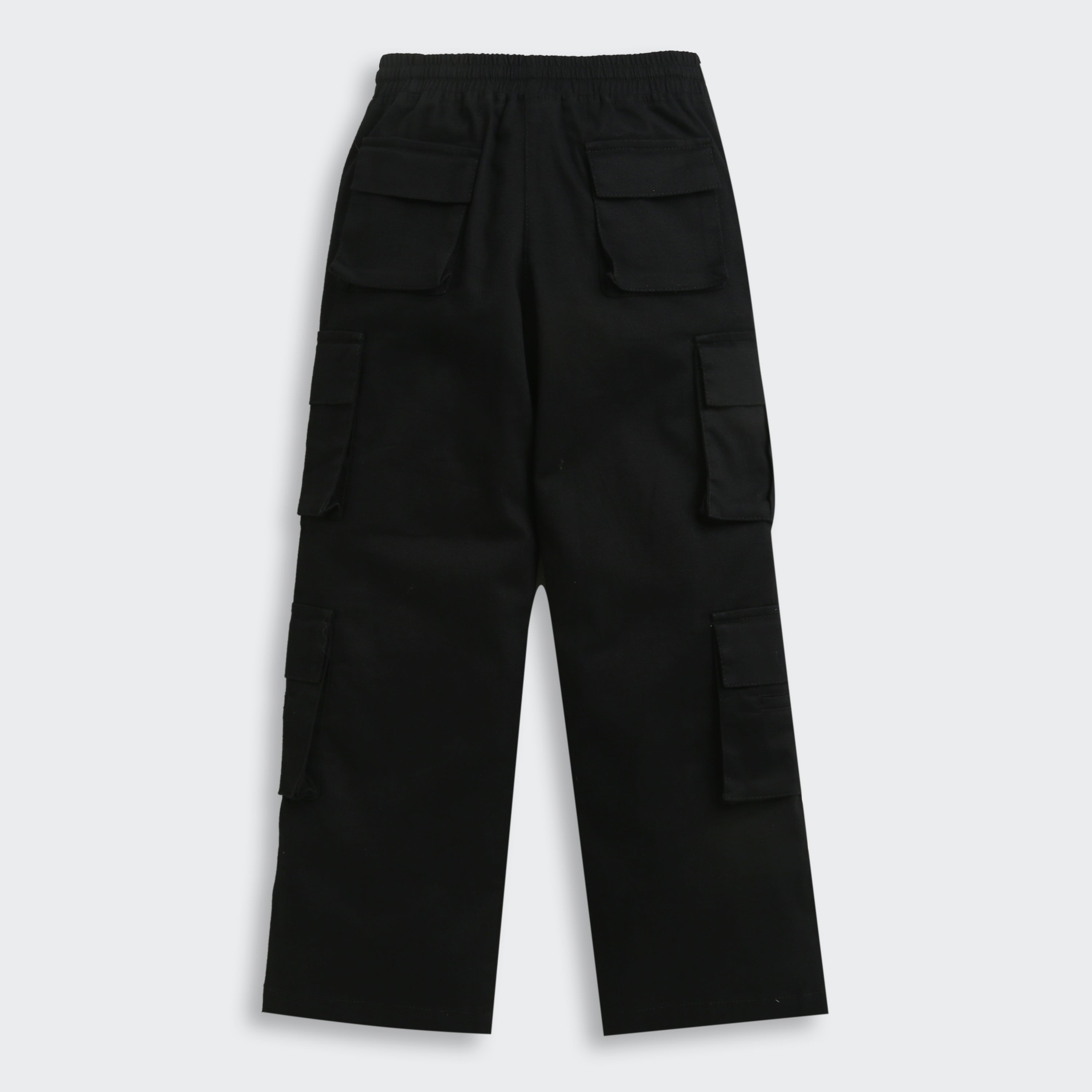 Black Cargo Wide-Leg Pants P1602