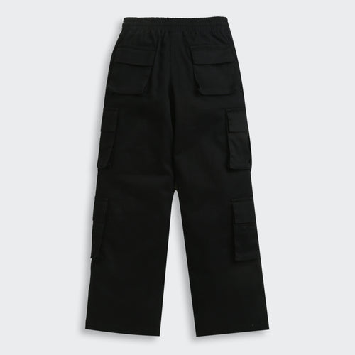 Black Cargo Wide-Leg Pants P1602