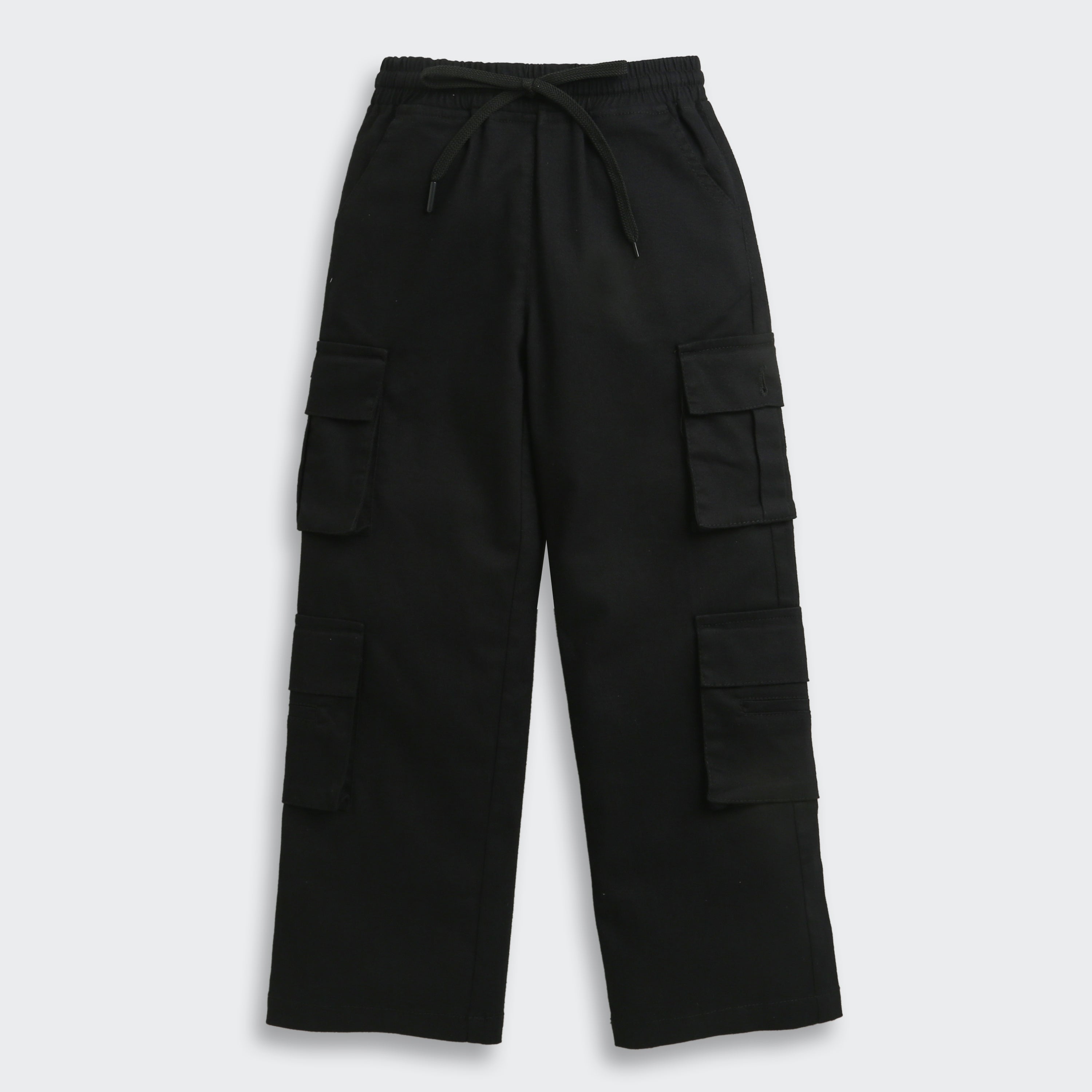 Black Cargo Wide-Leg Pants P1602