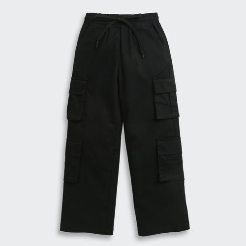 Black Cargo Wide-Leg Pants P1602