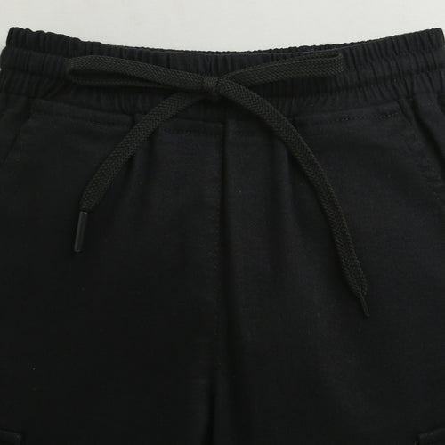 Black Cargo Wide-Leg Pants P1602