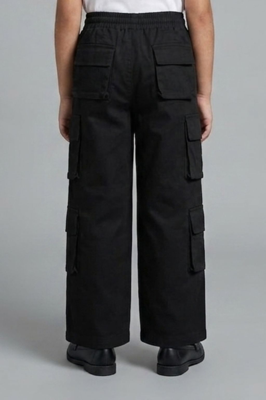 Black Cargo Wide-Leg Pants P1602
