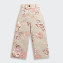 Girls Printed Beige Cargo Jeans