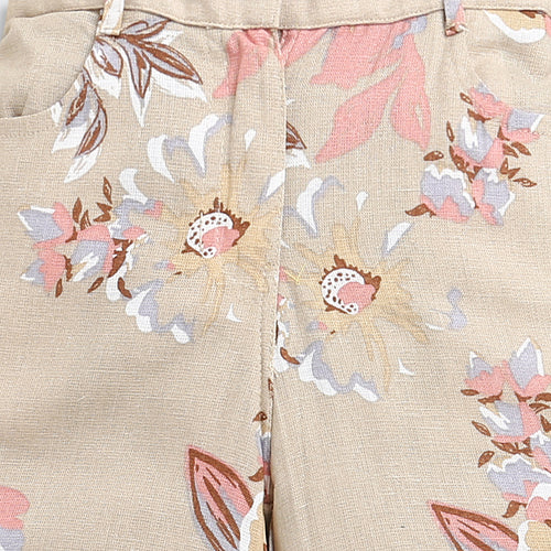 Printed Beige Cargo Jeans P1605