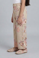 Printed Beige Cargo Jeans P1605