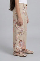 Printed Beige Cargo Jeans P1605