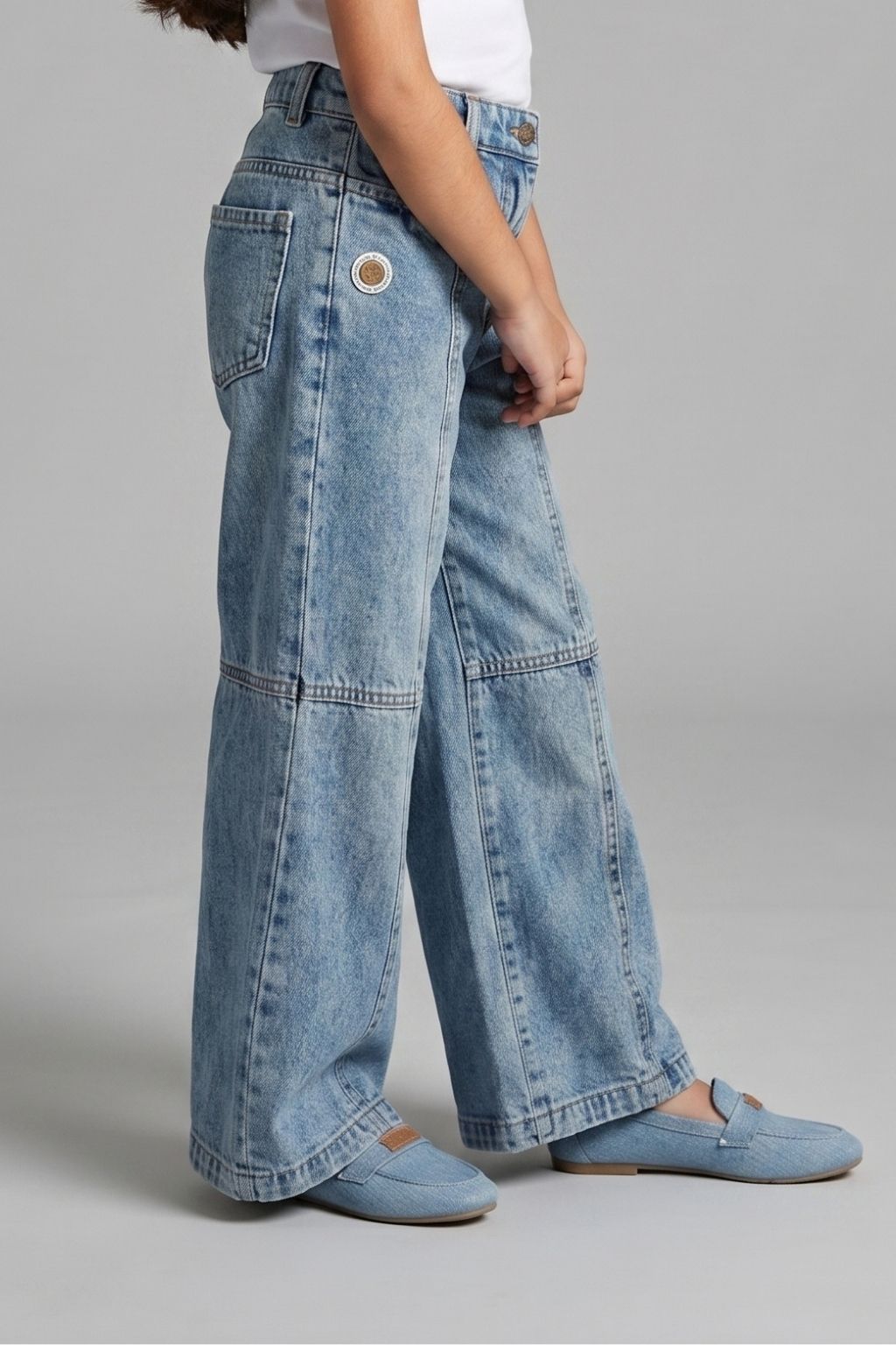 Blue High-Rise Wide Leg Denim Jeans P1631
