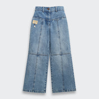 Blue High-Rise Wide Leg Denim Jeans P1631