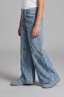 Blue High-Rise Wide Leg Denim Jeans P1631